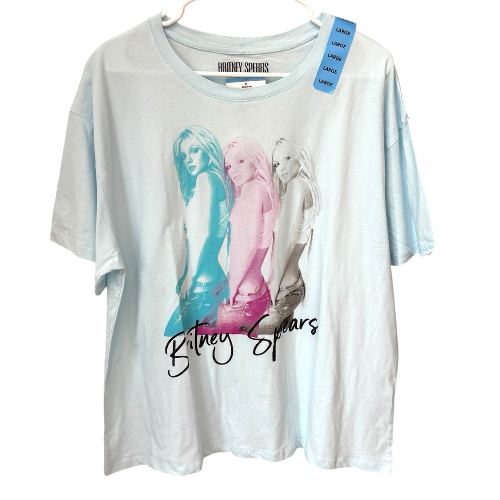 Britney Spears Screen Print Band T Shirt Women’s Large Blue & Pink New with Tags